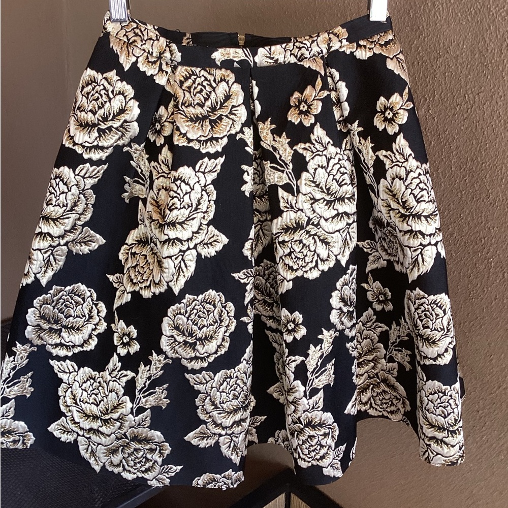 Floral Black and Cream Skirt
